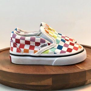 Vans Shoes Toddler Size 3 Rainbow Checkered Slip On Multi-colored Checkerboard